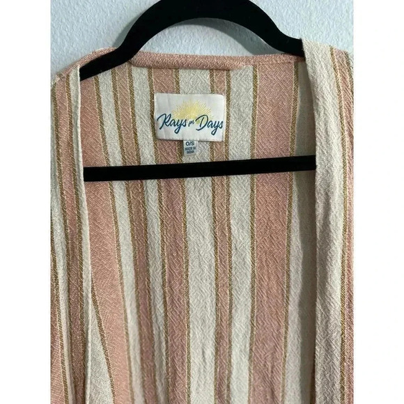 Rays for Days Cocoacabana Rust Cream Striped Kimono One Size Fits Most - Picture 4 of 6